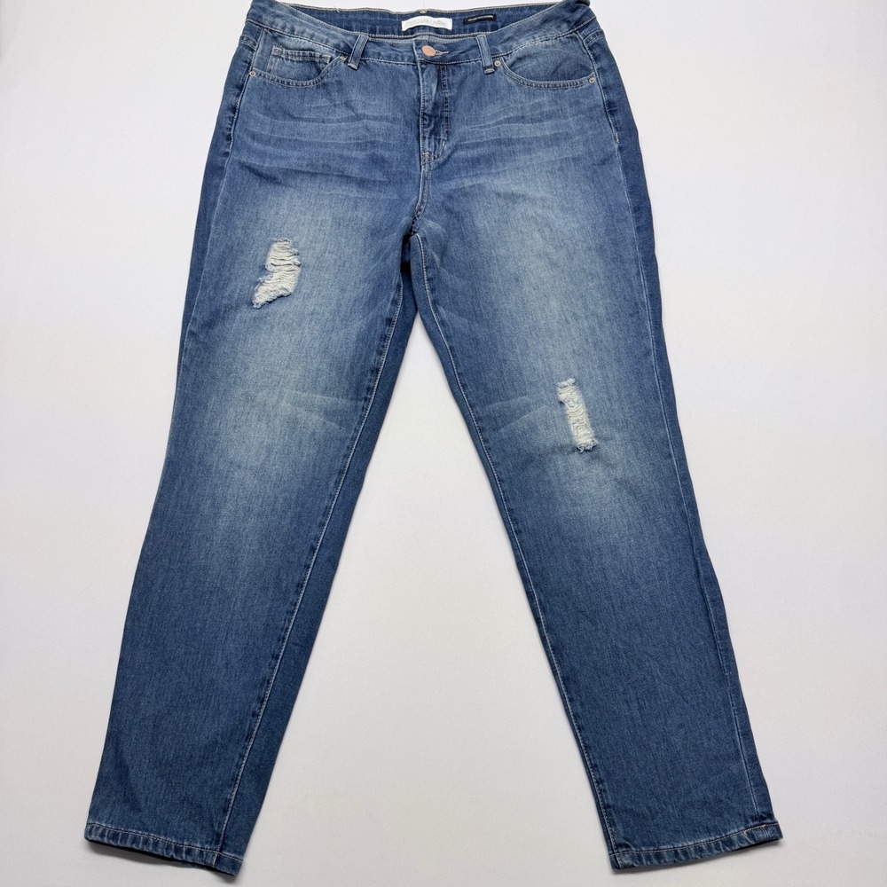 Royalty For Me Dream Fit High Rise Ankle Hybrid Distressed Jeans Blue Size 14